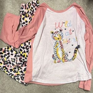 Leopard Pajama Set - Pink Girls 8